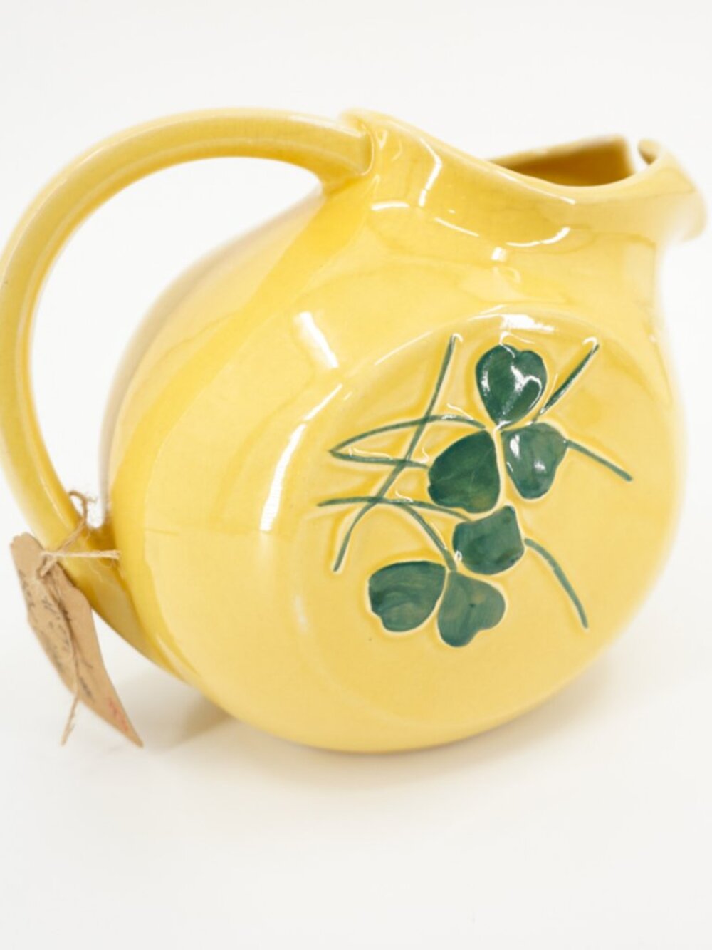 Vintage McCoy Pottery Clover Ball Pitcher Ice Lip Yellow & Green RARE 1940's
